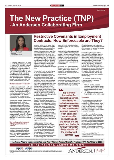 Restrictive Covenants in Employment Contracts: How Enforceable are They?