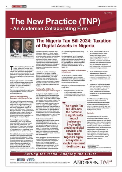 The Nigeria Tax Bill 2024: Taxation of Digital Assets in Nigeria