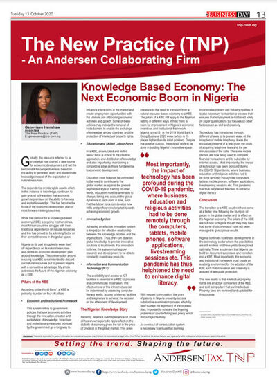 Knowledge Based Economy: The Next Economic Boom in Nigeria