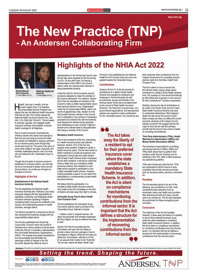 Highlights of the NHIA Act 2022